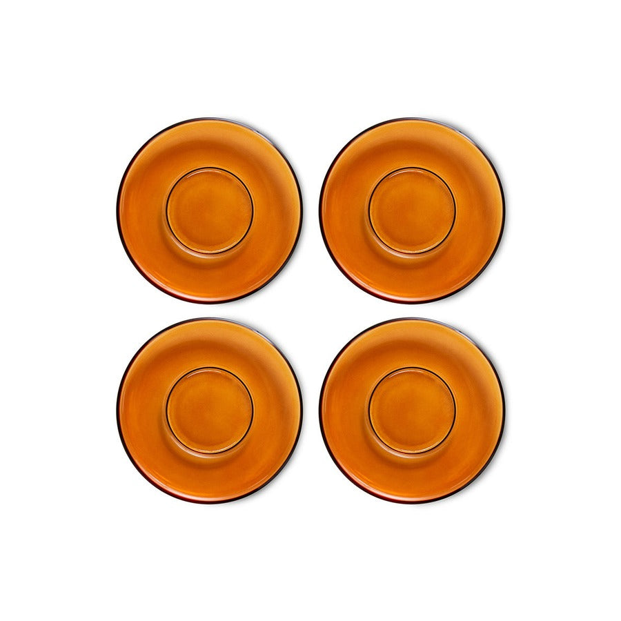 70s Glassware – Untertassen, Amber Brown (4-Set) – HKLIVING
