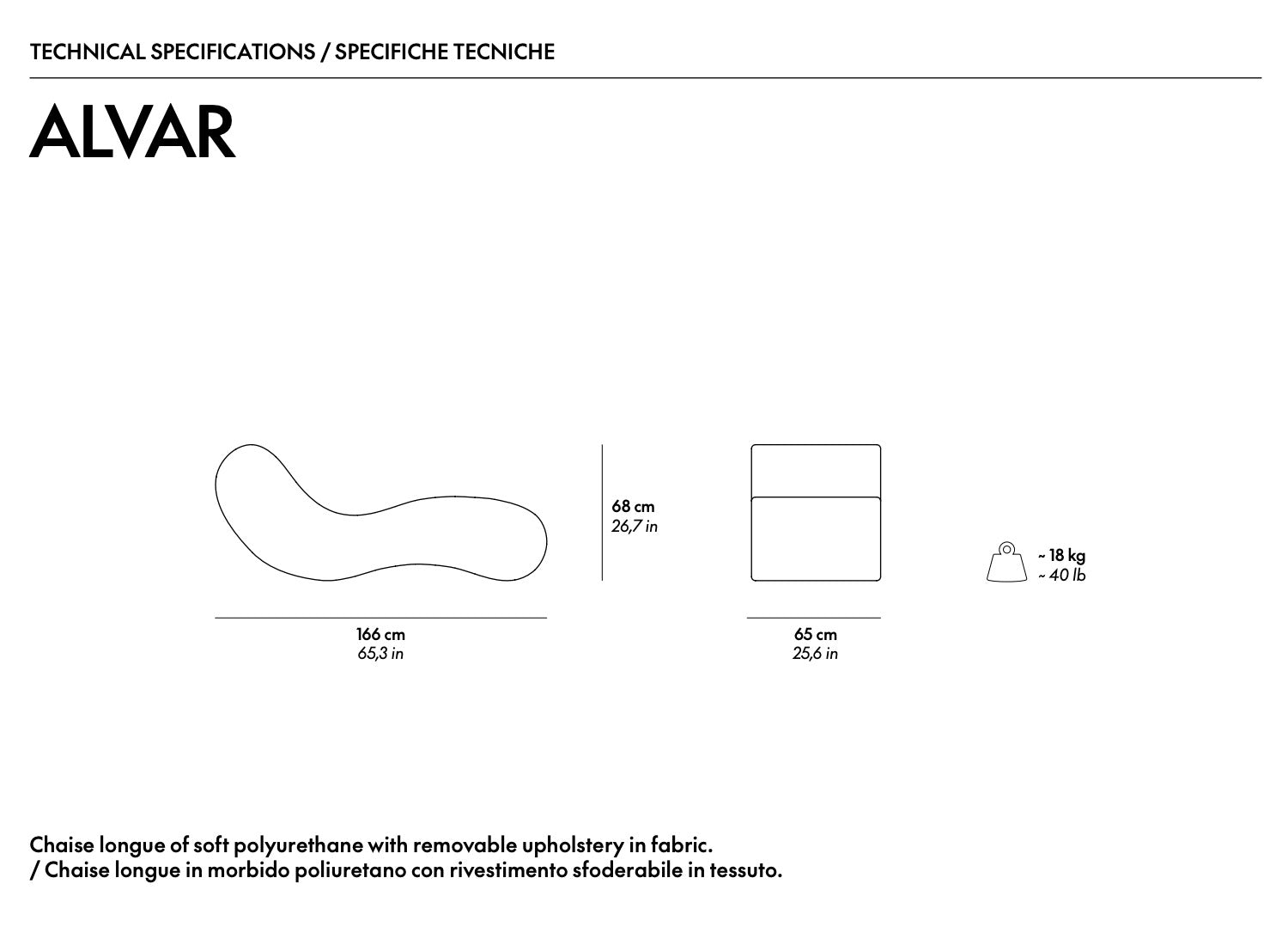 Alvar Chaise Longue - Grey Seating by Gufram