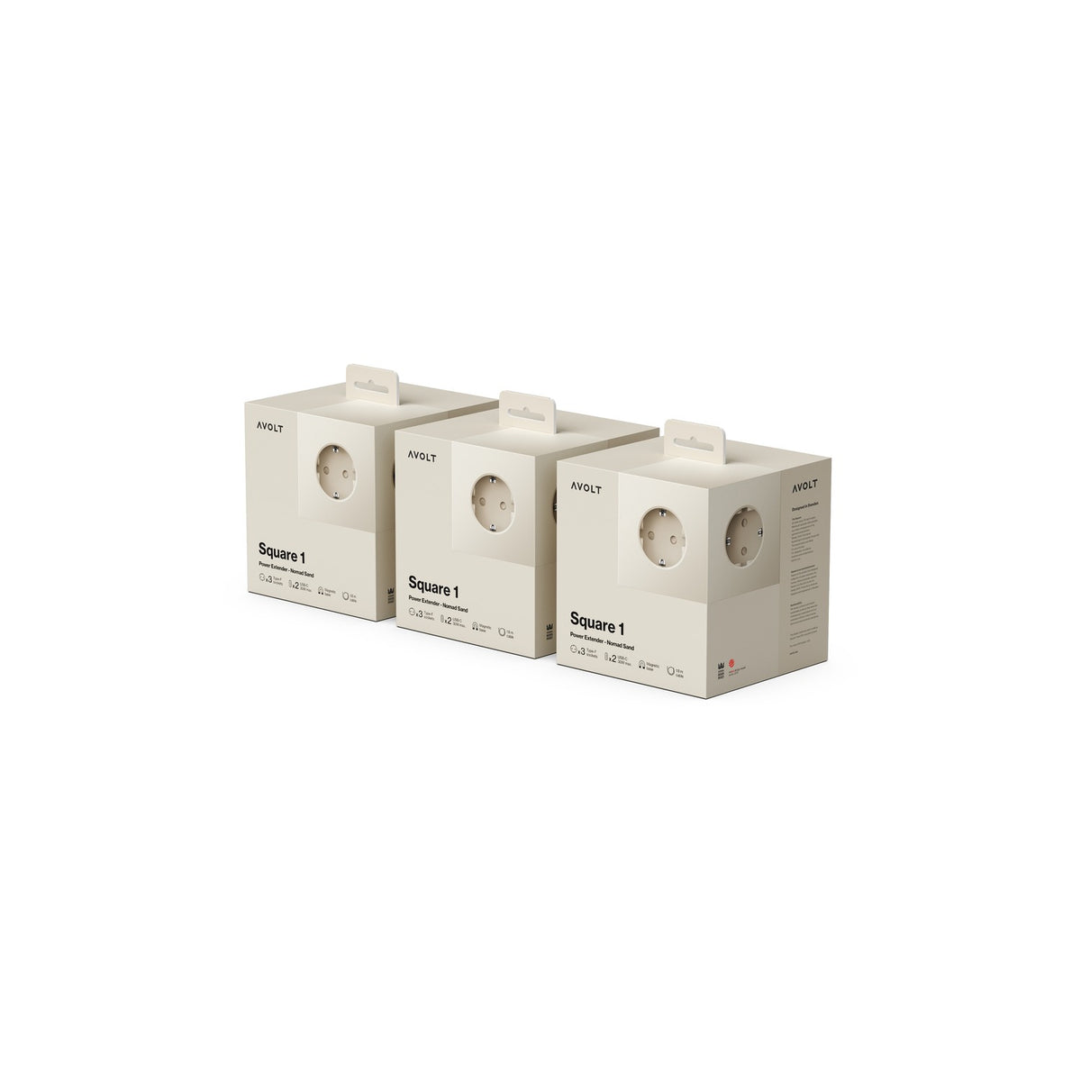 Square 1 USB C 3-Pack - Beige / Nomad Sand - Dekoration - AVOLT