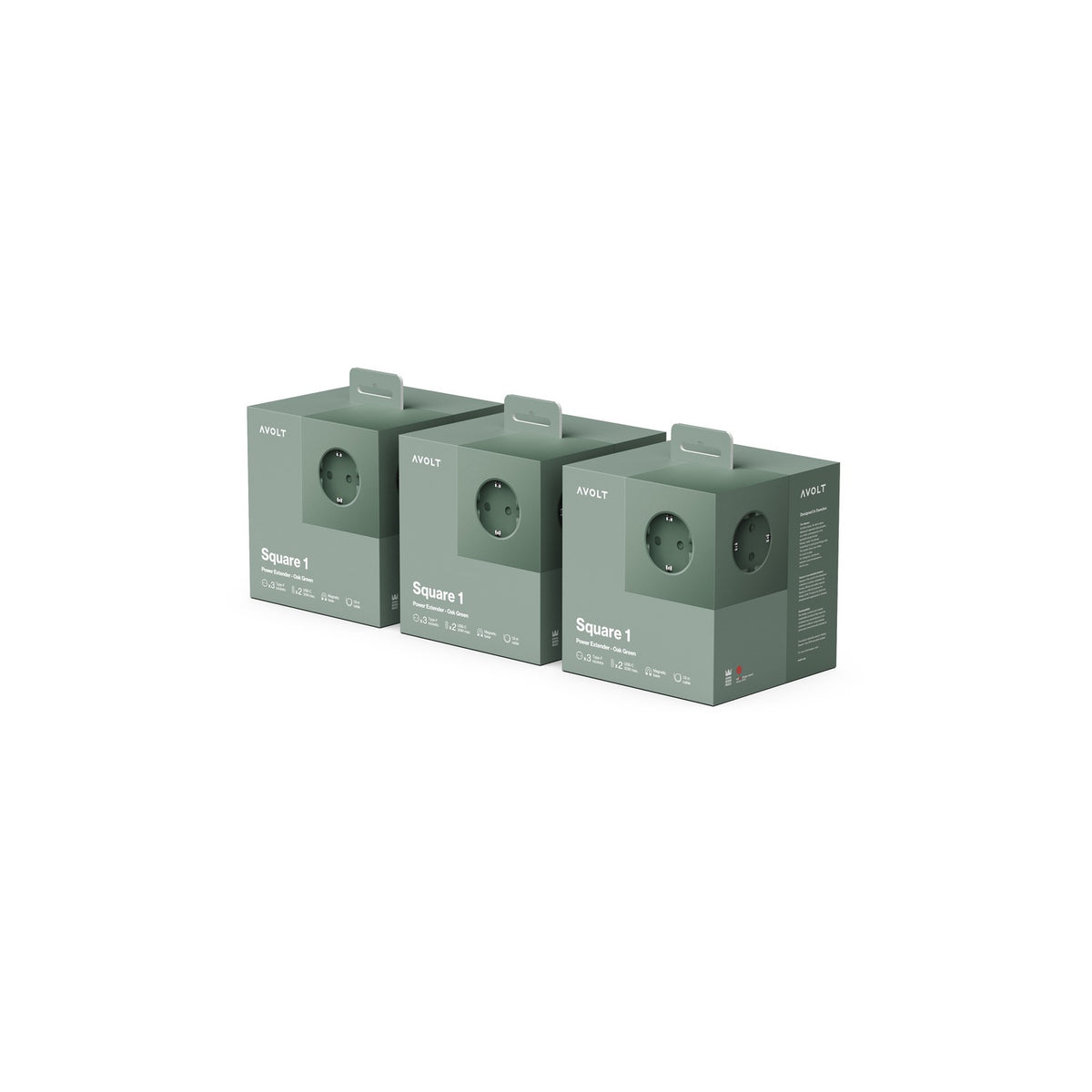 Square 1 USB C 3-Pack - Oak Green - Dekoration - AVOLT
