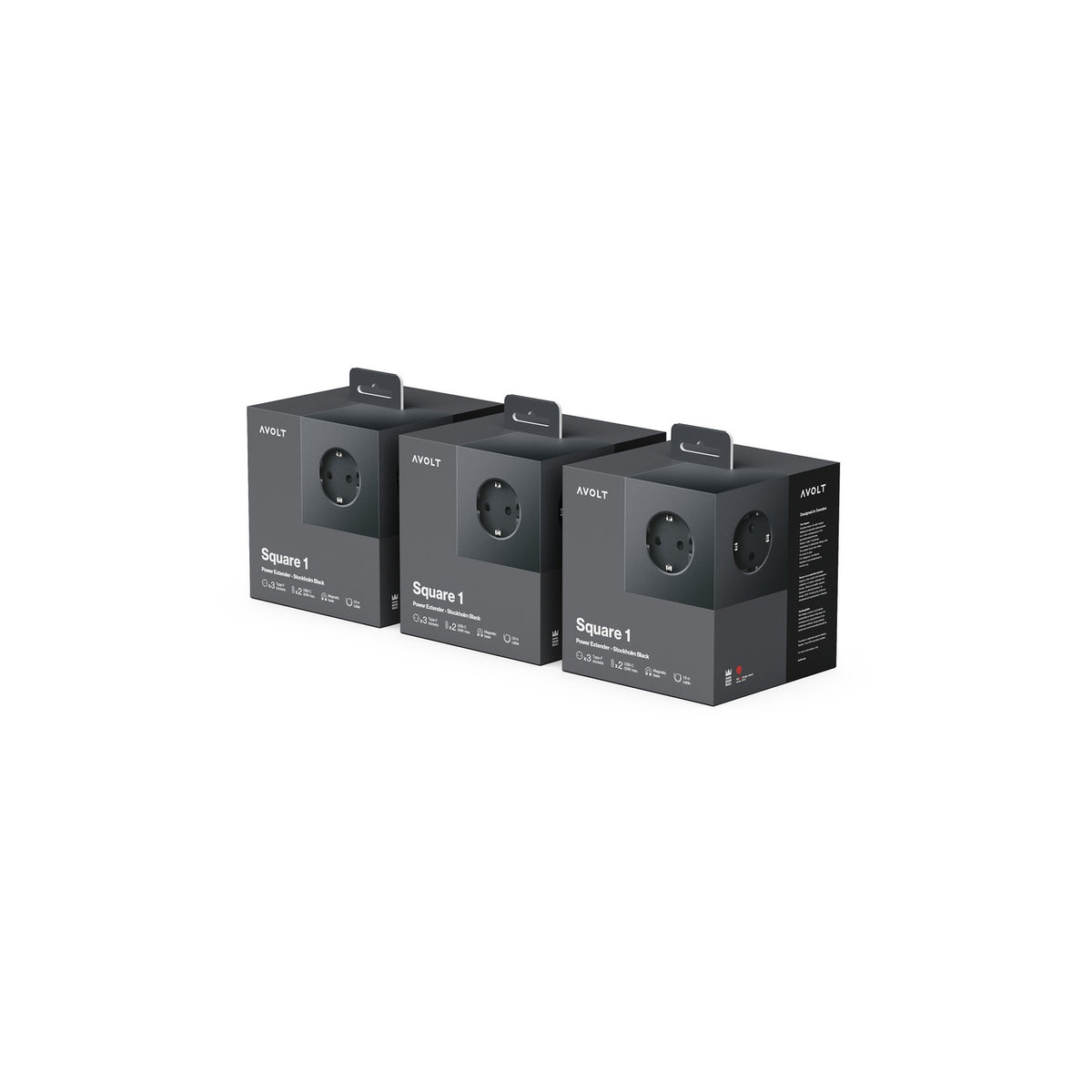 Square 1 USB C 3-Pack - Stockholm Black - Dekoration - AVOLT
