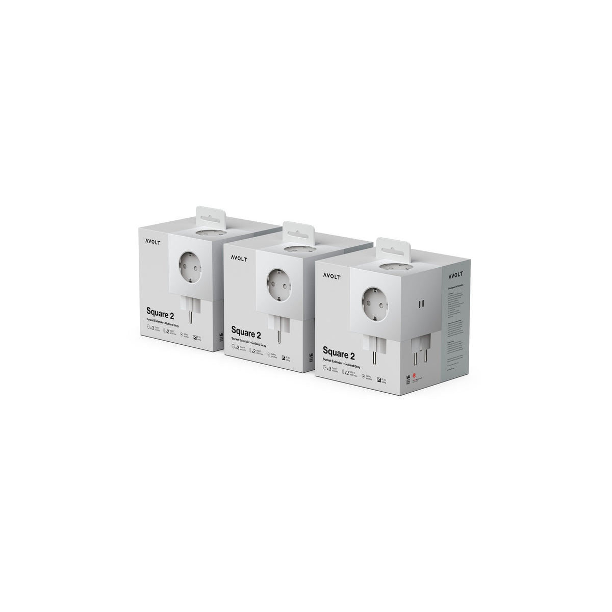 Square 2 USB C 3-Pack - Gotland Grey - Dekoration - AVOLT