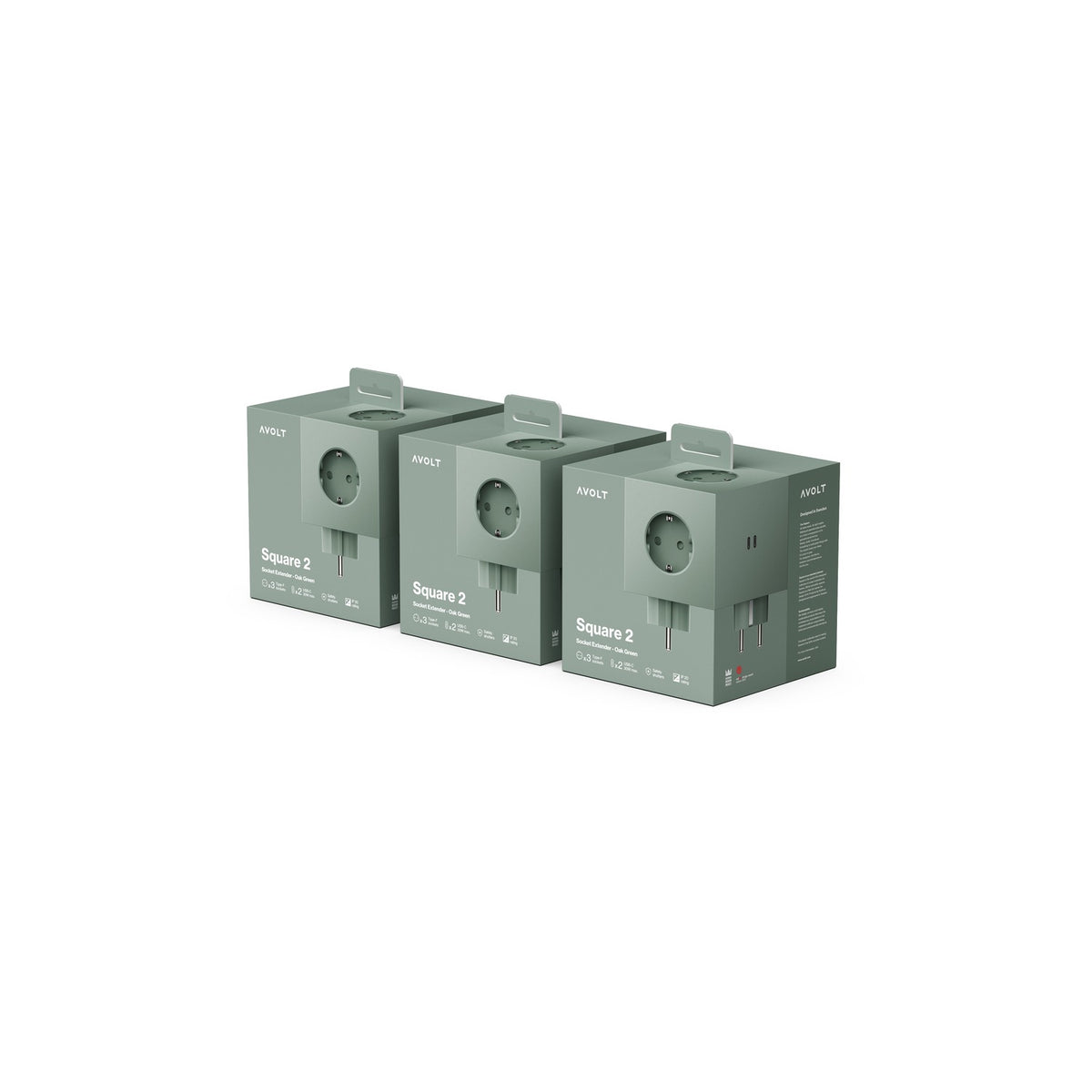 Square 2 USB C 3-Pack - Oak Green - Dekoration - AVOLT