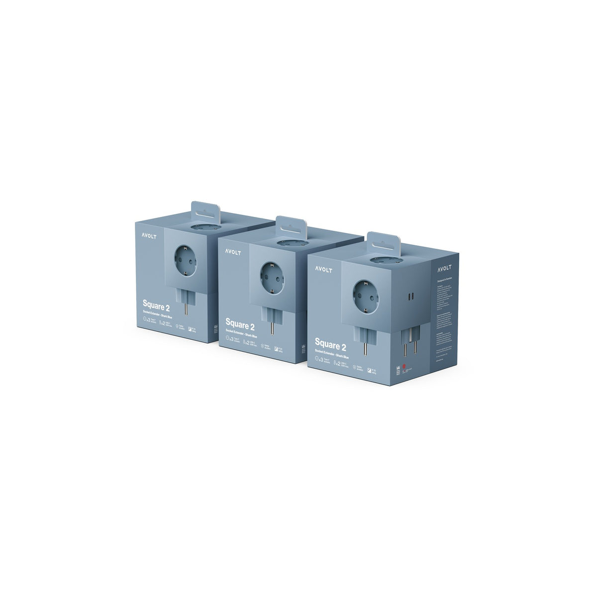 Square 2 USB C 3-Pack - Shark Blue - Dekoration - AVOLT
