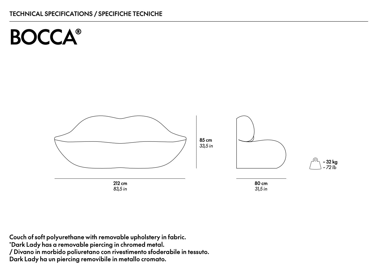 Bocca Dark Lady Sofa Sofas by Gufram