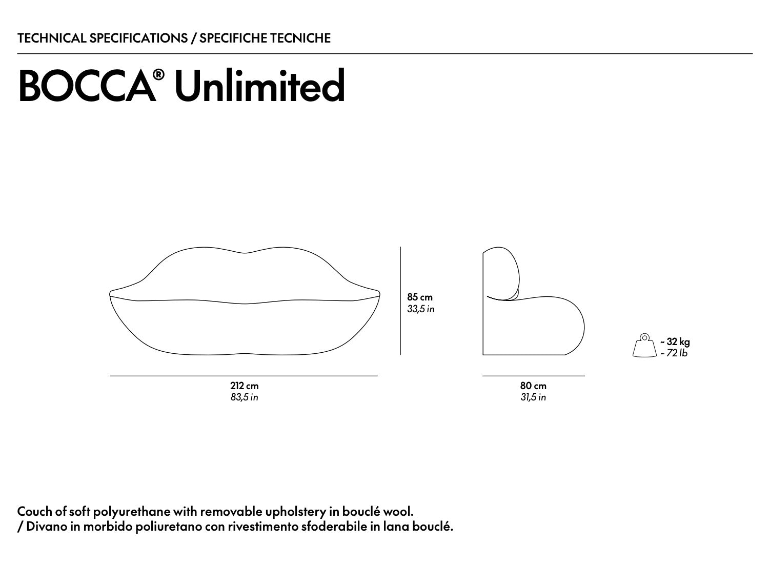 Bocca Unlimited Sofa - Chocolate 713 Sofas by Gufram