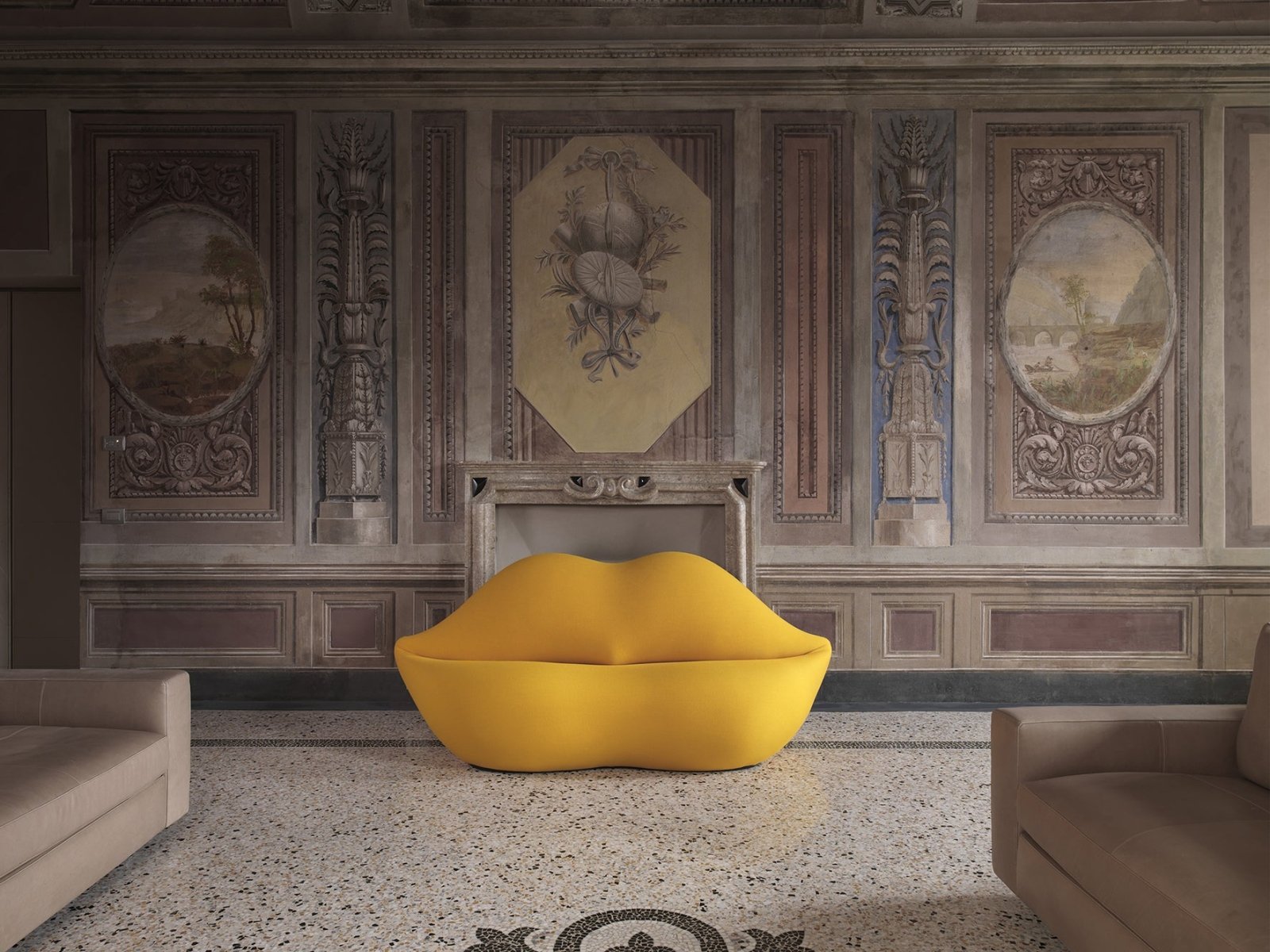 Bocca Unlimited Sofa - Yellow 109 Sofas by Gufram