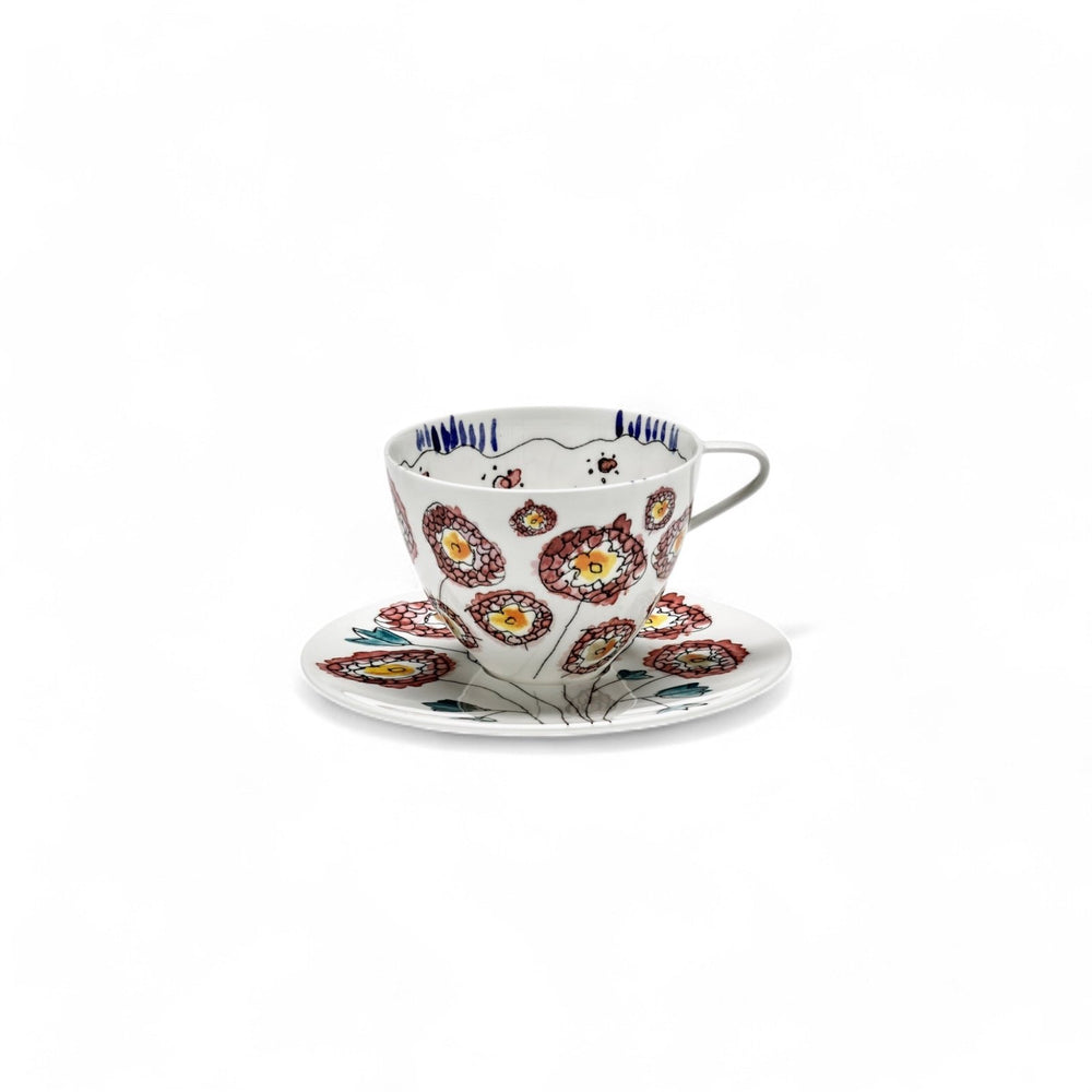 Cappuccino-Tasse mit Untertasse 2-Set Geschenkbox – Anemone Milk Midnight Flowers