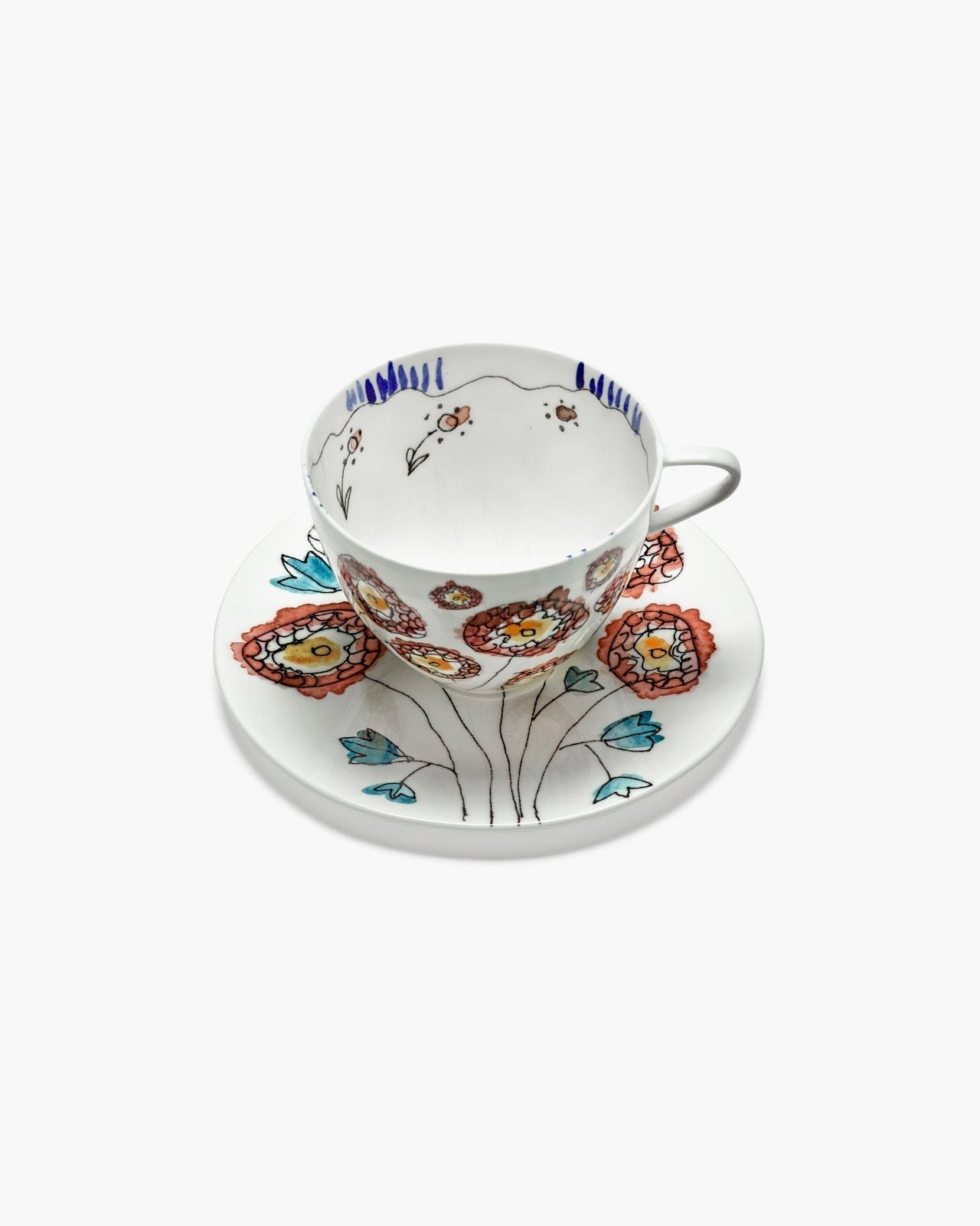 Cappuccino Cup with Saucer - Anemone Milk Midnight Flowers Geschirr by Serax x Marni