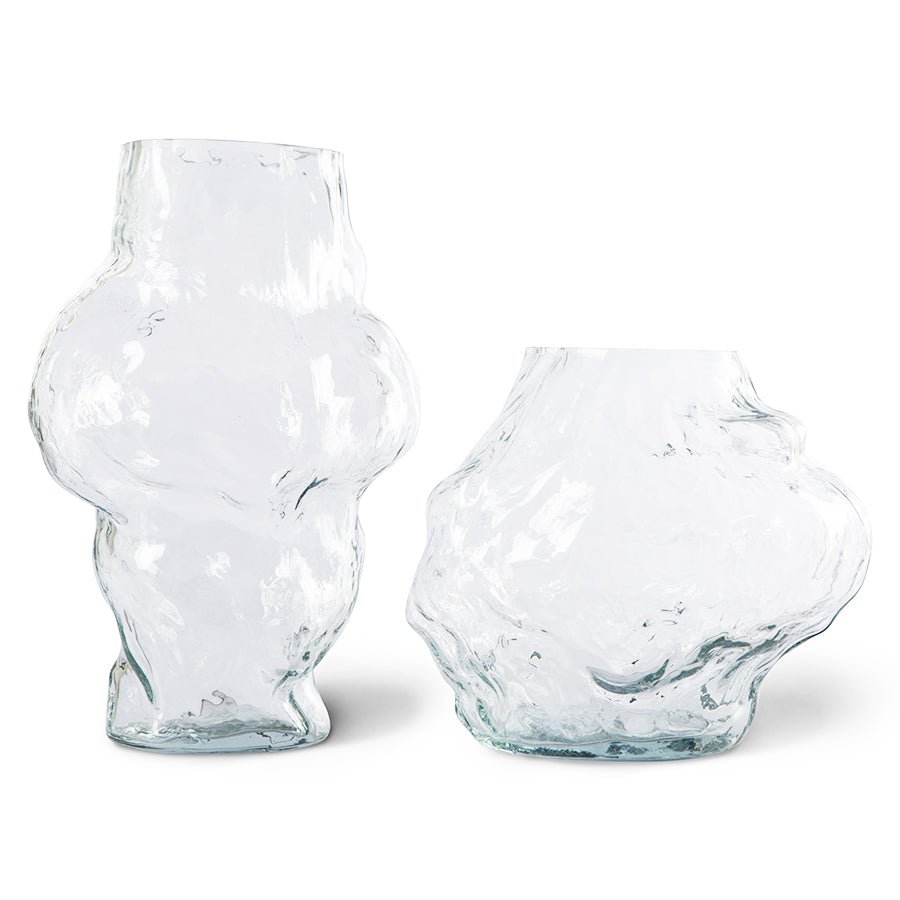 Cloud Vase Clear Glass Low Vase by HKLIVING