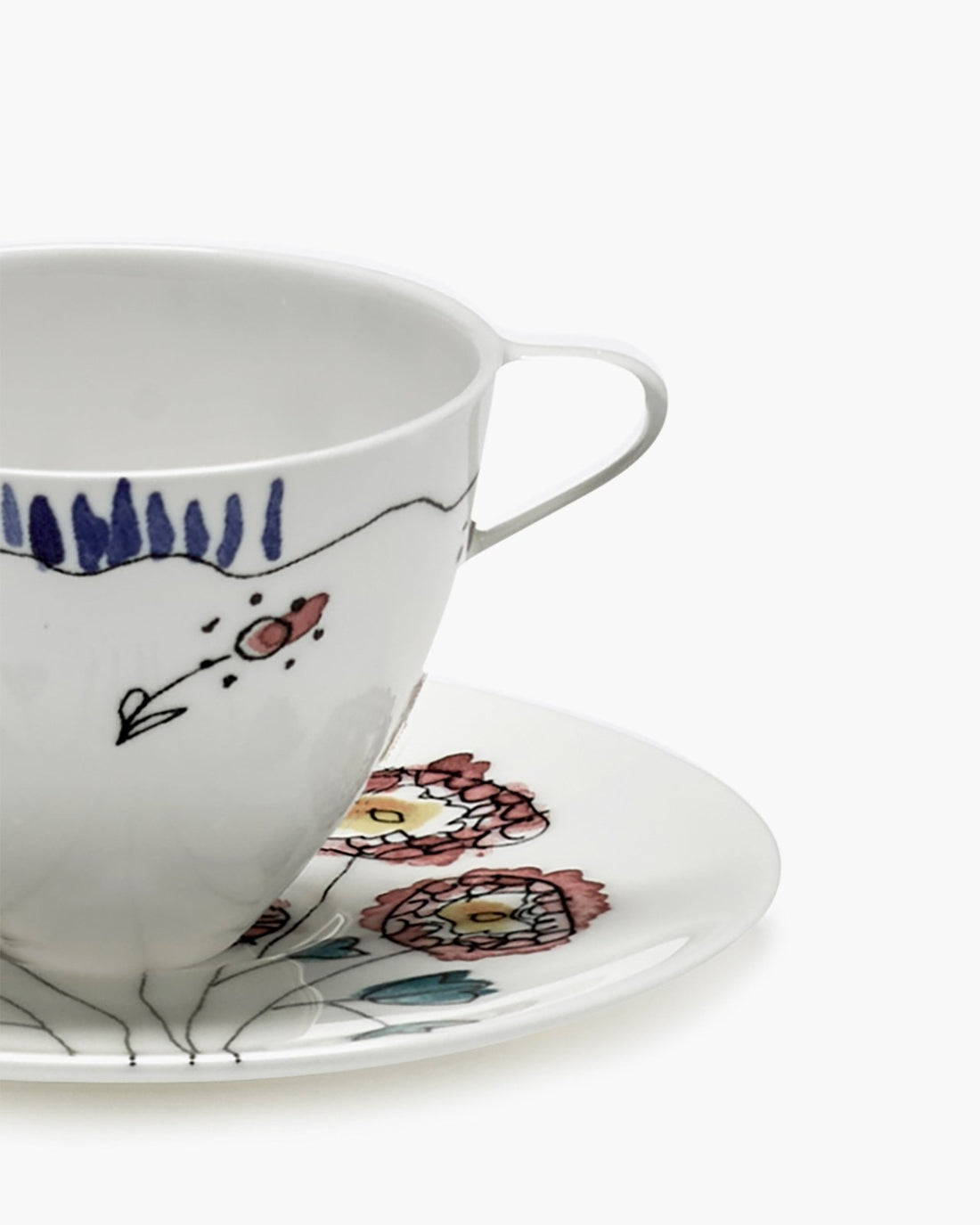 Kaffeetasse hoch mit Untertasse 2-Set Geschenkbox – Anemone Milk Midnight Flowers