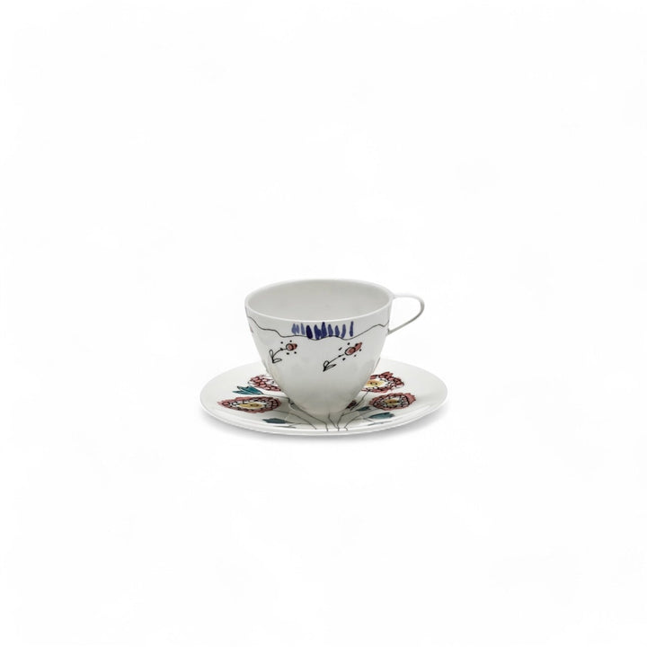 Coffee Cup High with Saucer 2 - Set Giftbox - Anemone Milk Midnight Flowers - Geschirr - Serax x Marni