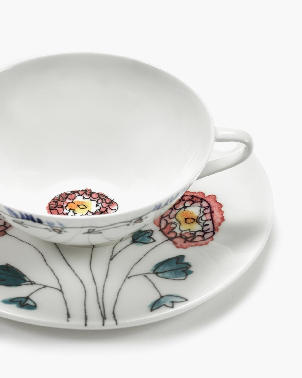 Coffee Cup Low with Saucer - Anemone Milk Midnight Flowers Geschirr by Serax x Marni