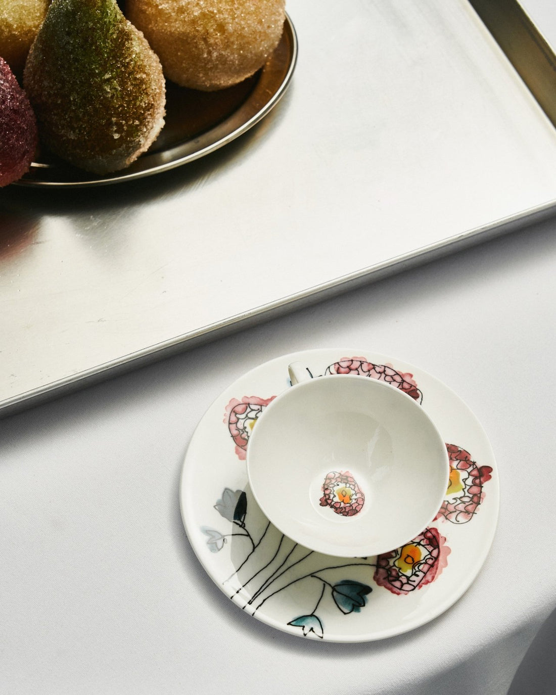 Kaffeetasse niedrig mit Untertasse 2-Set Geschenkbox – Anemone Milk Midnight Flowers