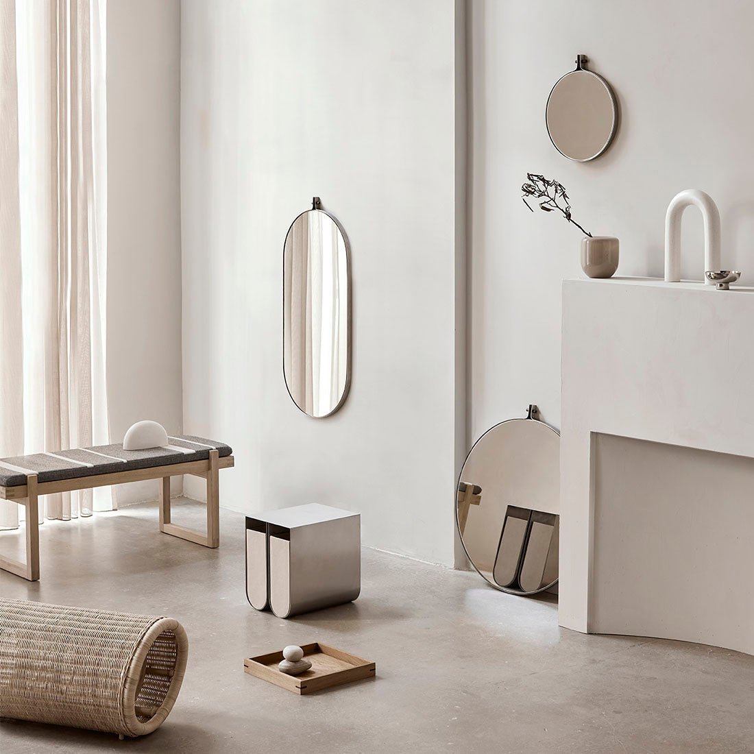 Dowel Mirror Round – Capsule Furniture by Kristina Dam Studio