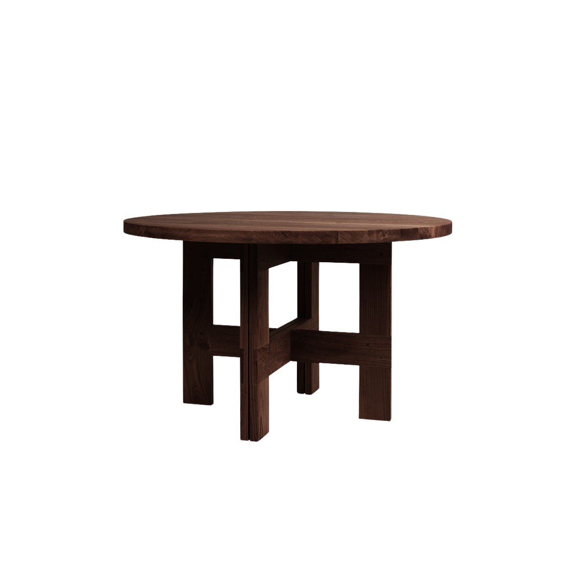 Farmhouse Trestle Table - Dark Oak - 120 Ø Round Dining Tables by Frama