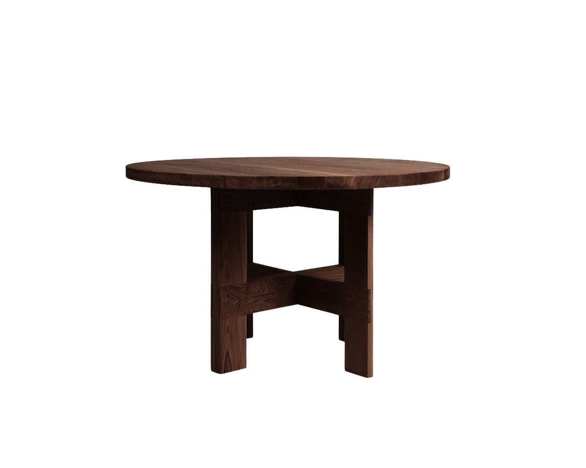 Farmhouse Trestle Table - Dark Oak - 120 Ø Round Dining Tables by Frama