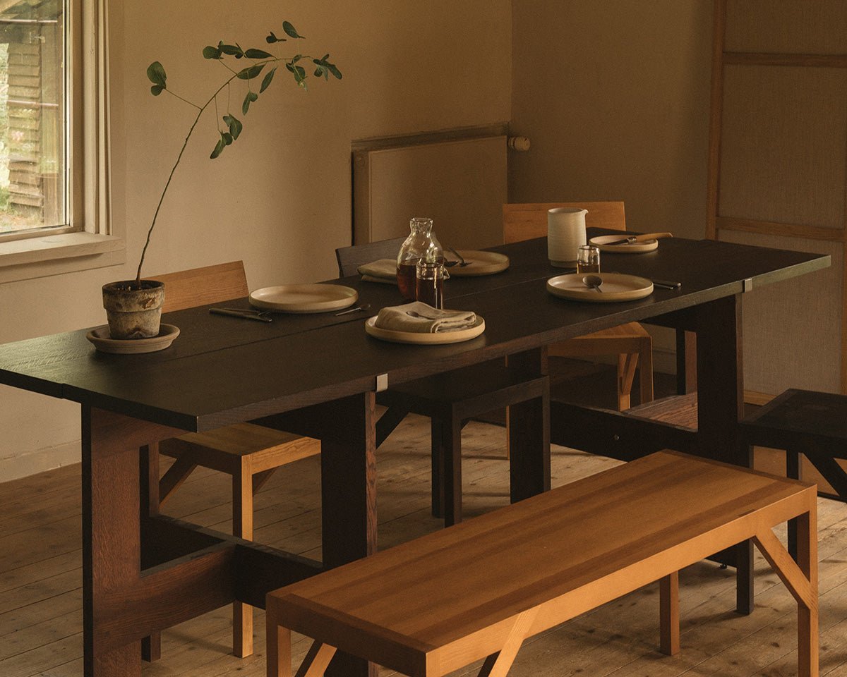 Farmhouse Trestle Table - Dark Oak - L220 Planks Dining Tables by Frama