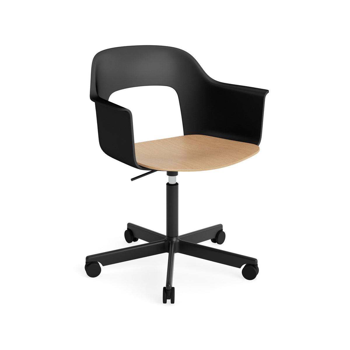 Layout Armchair 242 - Black with Oak Seat, Black Powder Coated Aluminium - Chairs - HAY