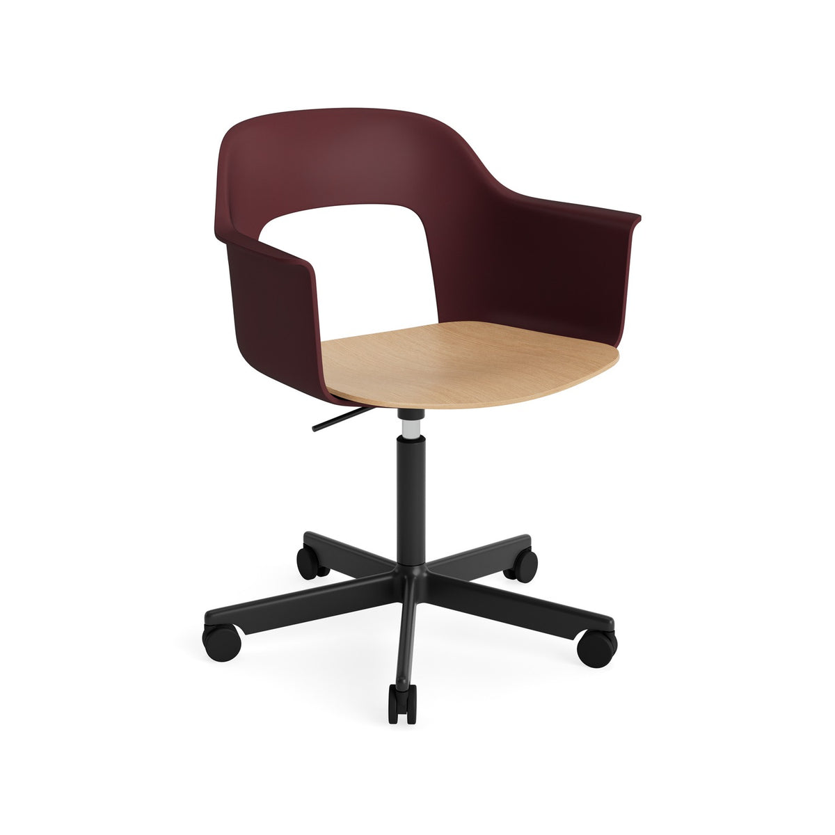Layout Armchair 242 - Bordeaux with Oak Seat, Black Powder Coated Aluminium - Chairs - HAY