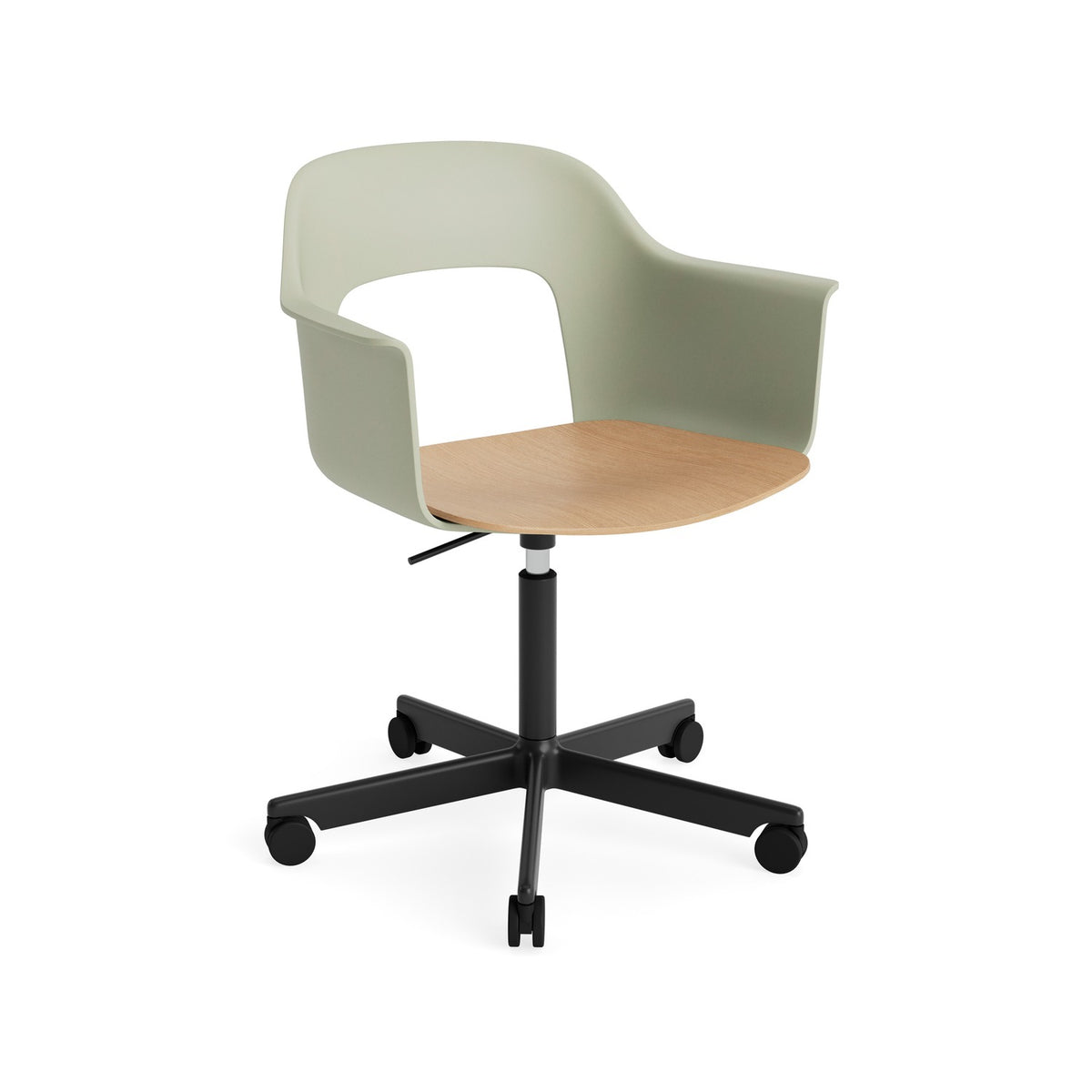 Layout Armchair 242 - Pastel Green with Oak Seat, Black Powder Coated Aluminium - Chairs - HAY