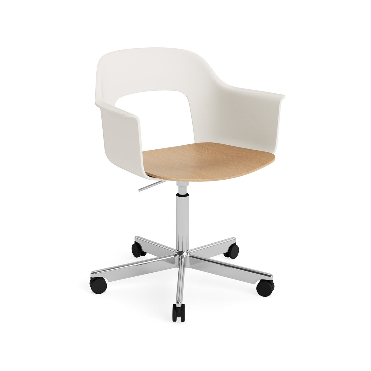 Layout Armchair 242 - Cream White with Oak Seat, Polished Aluminium - Chairs - HAY