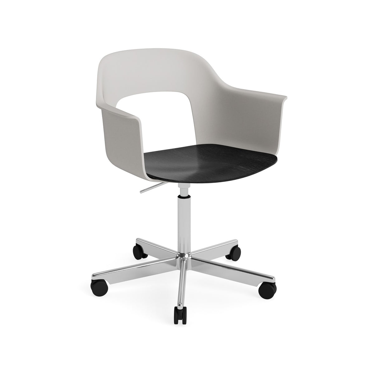 Layout Armchair 242 - Sky Grey with Black Seat, Polished Aluminium - Chairs - HAY