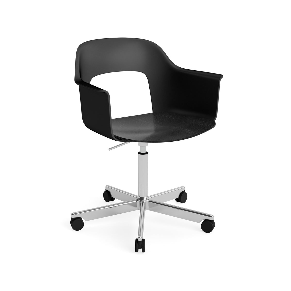 Layout Armchair 242 - Black with Oak Seat, Polished Aluminium - Chairs - HAY