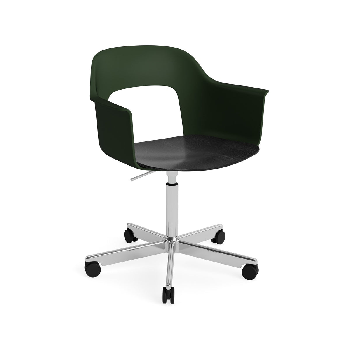 Layout Armchair 242 - Bottle Green with Black Seat, Polished Aluminium - Chairs - HAY