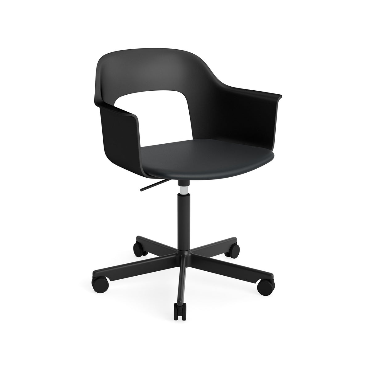 Layout Armchair 243 - Black Shell, Grano Black Leather, Black Powder Coated Aluminium - Chairs - HAY
