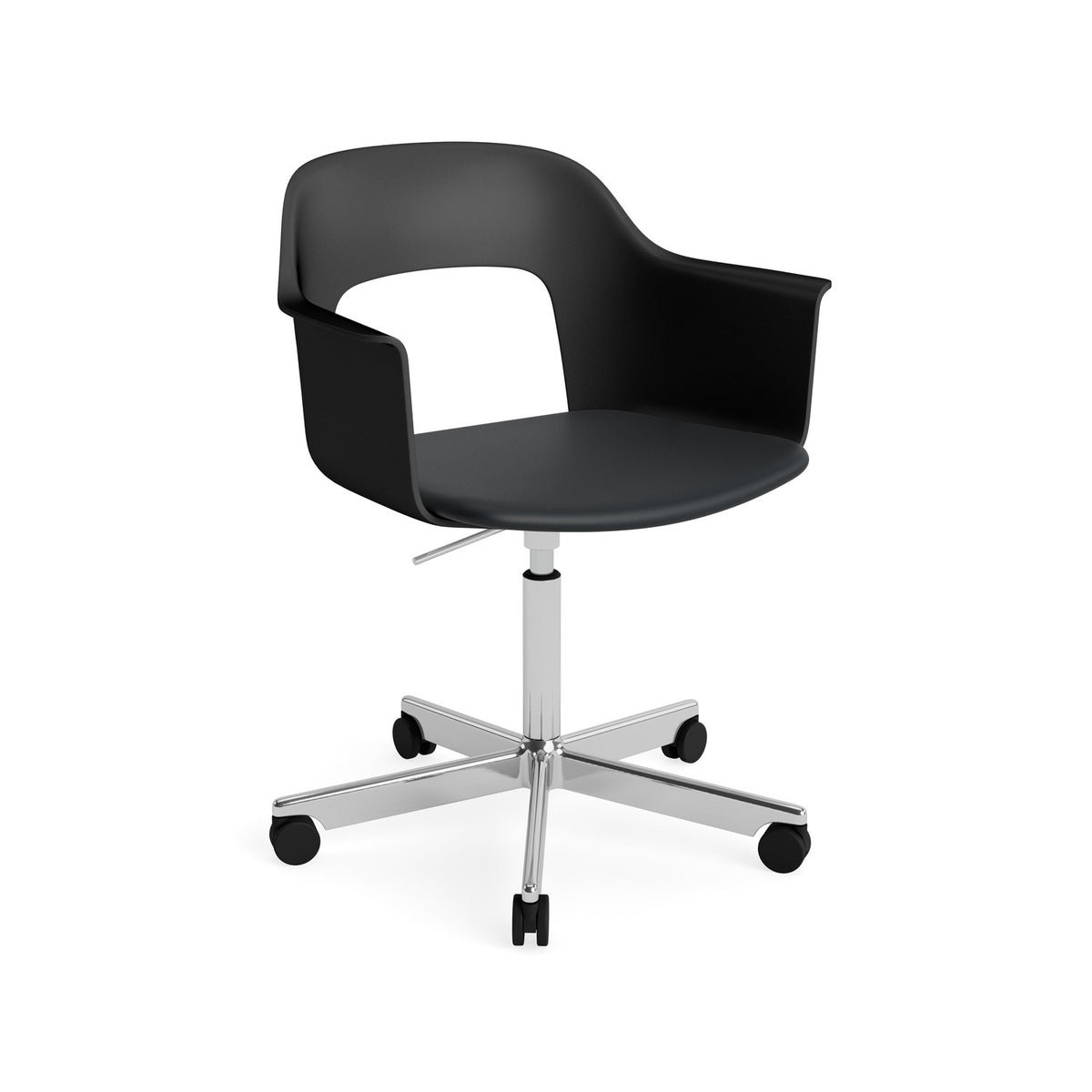 Layout Armchair 243 - Black Shell, Grano Black Leather, Polished Aluminium - Chairs - HAY