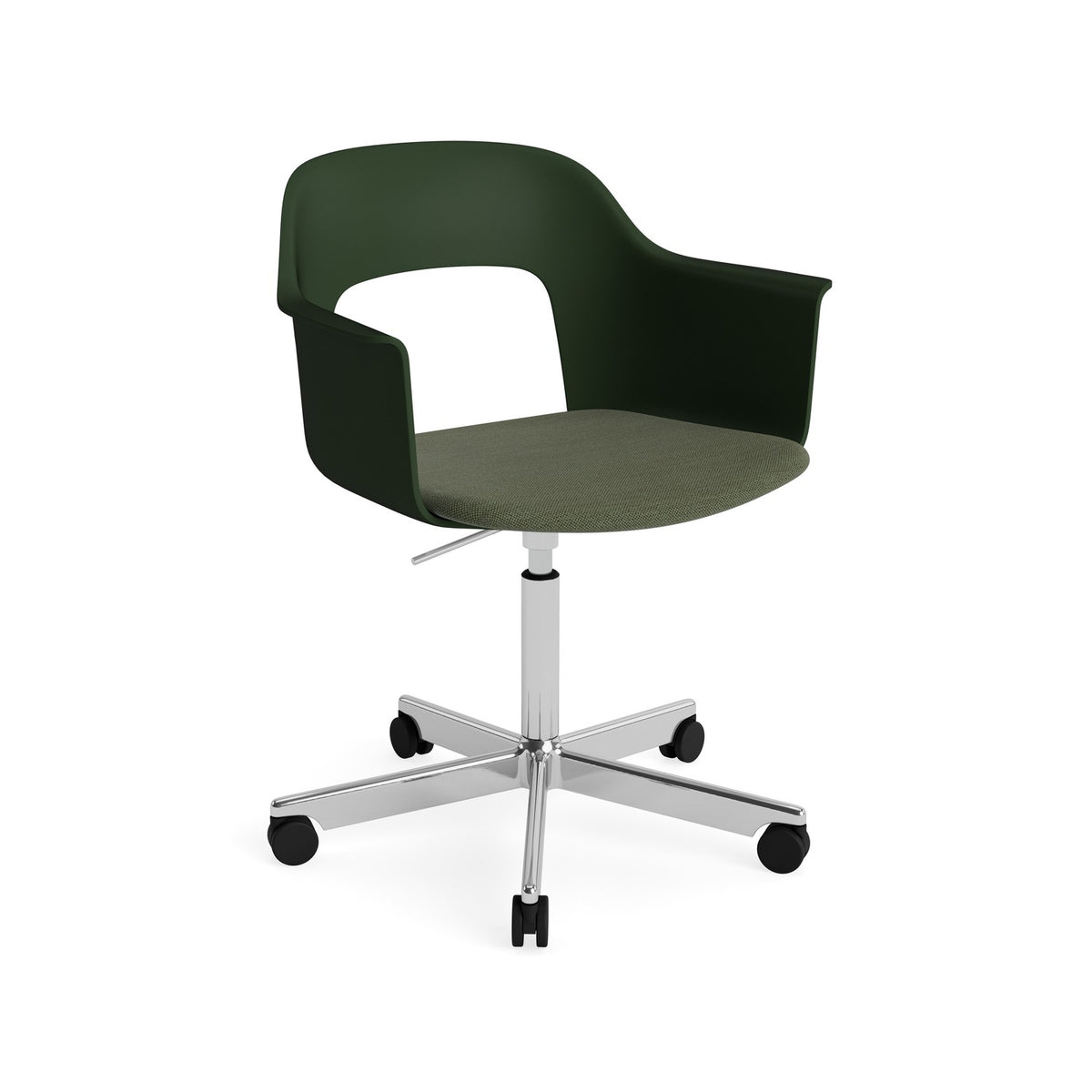 Layout Armchair 243 - Bottle Green Shell, Mode 072 Upholstery, Polished Aluminium - Chairs - HAY