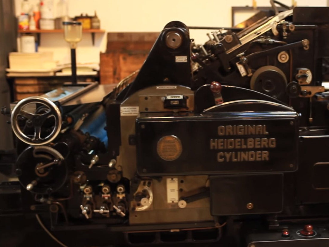 Heidelberg cylinder letterpress in the print shop where the edition Frank Sinatra Has a Cold was printed.