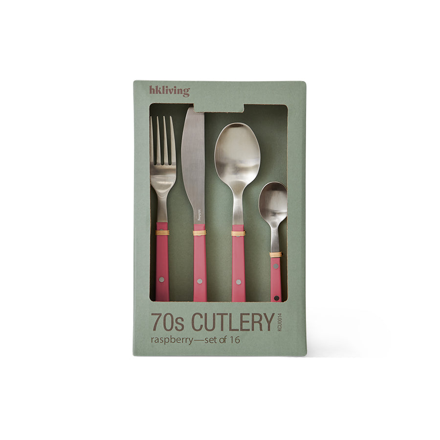 70s Cutlery – Besteckset, Raspberry (16-teilig) – HKLIVING