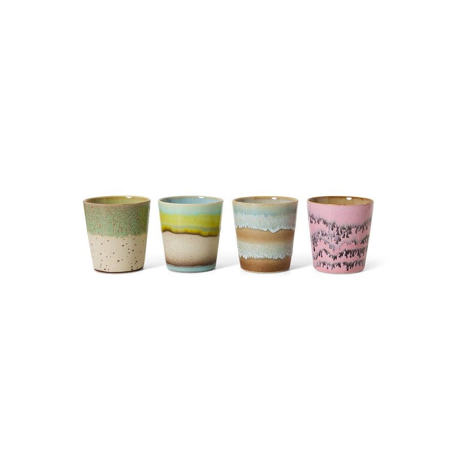 70s Ceramics – Kaffeetassen, Pop Art (4-Set) – HKLIVING – Ansicht 3