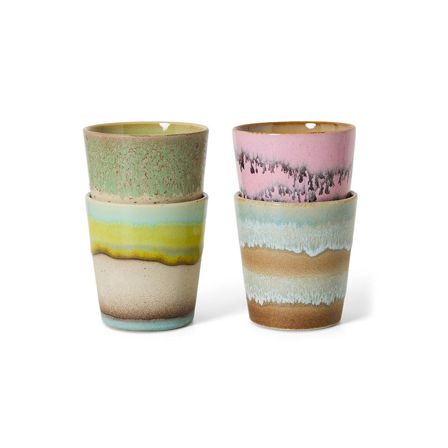 70s Ceramics – Kaffeetassen, Pop Art (4-Set) – HKLIVING
