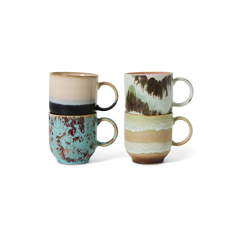 70s Ceramics – Cafétassen, Abstract (4-Set) – HKLIVING