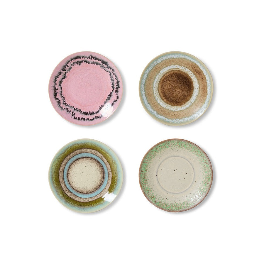 70s Ceramics – Untertassen, Doodle (4-Set) – HKLIVING