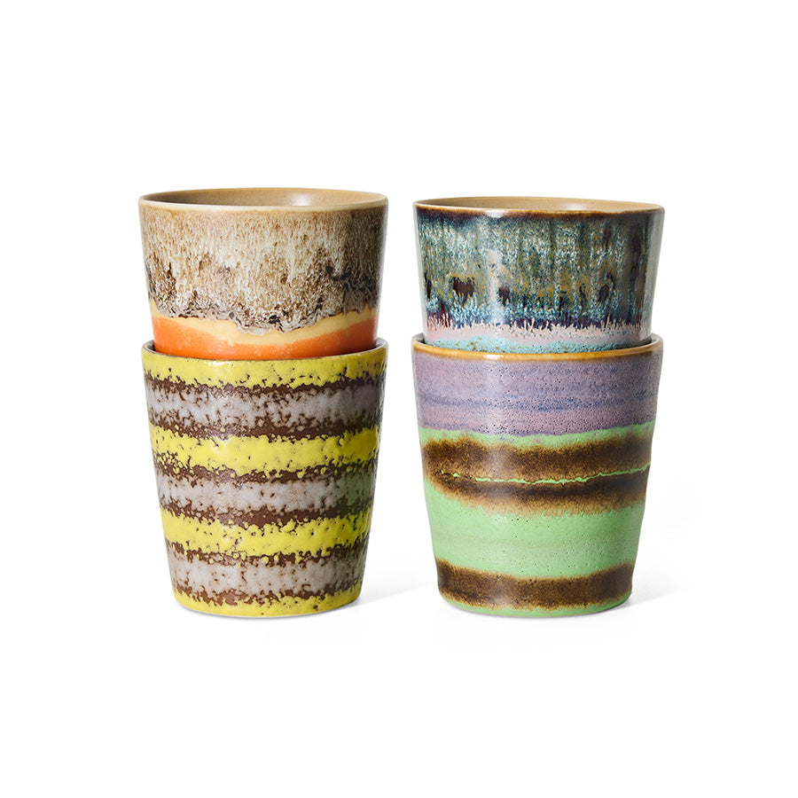 70s Ceramics – Kaffeetassen, Funky (4-Set) – HKLIVING