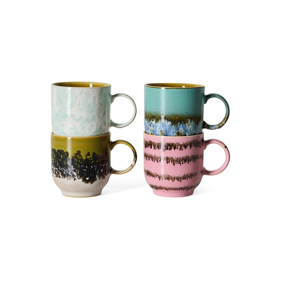70s Ceramics – Cafétassen, Calming (4-Set) – HKLIVING