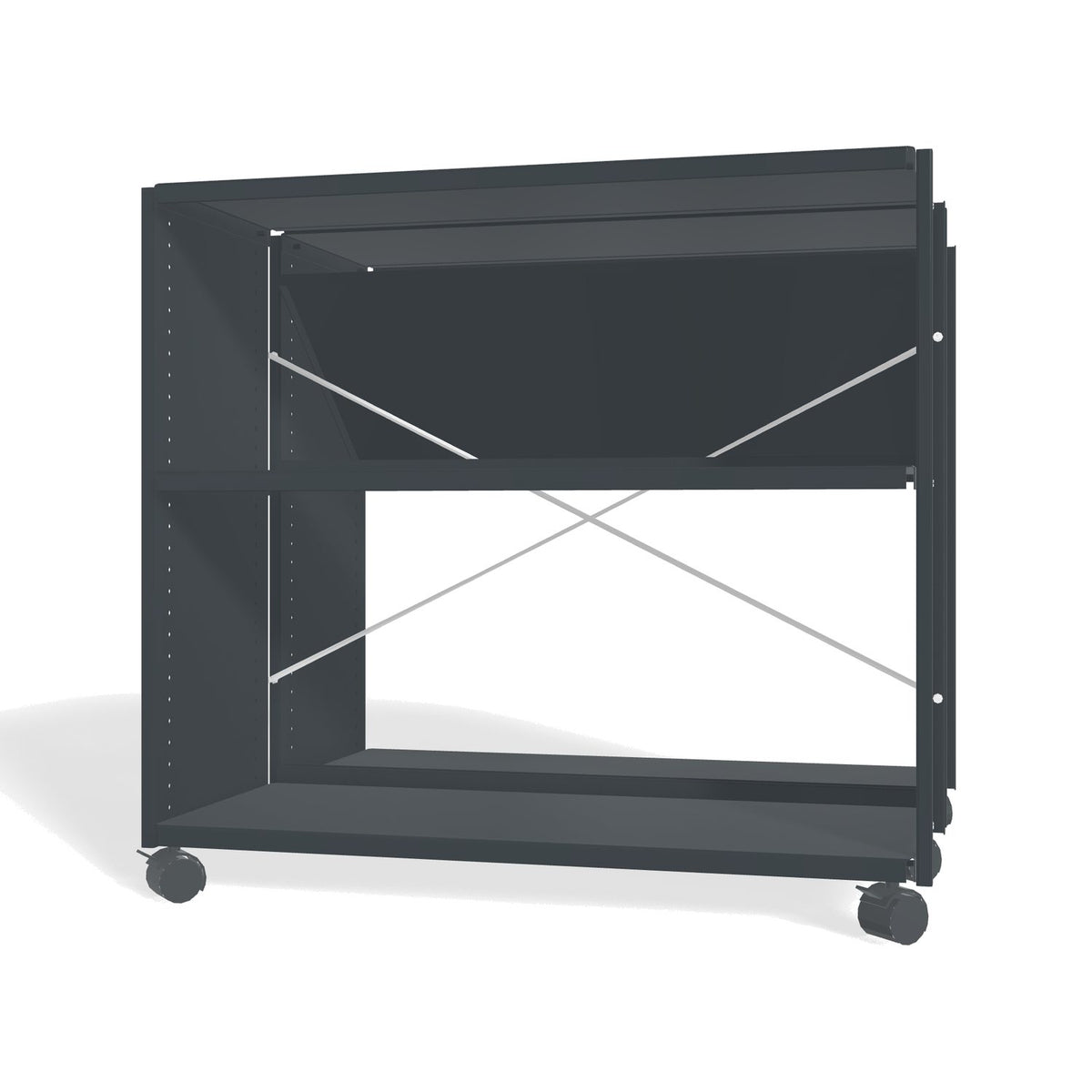 Lehni Aluminium Shelf System Back2Back with Casters in Anthracite