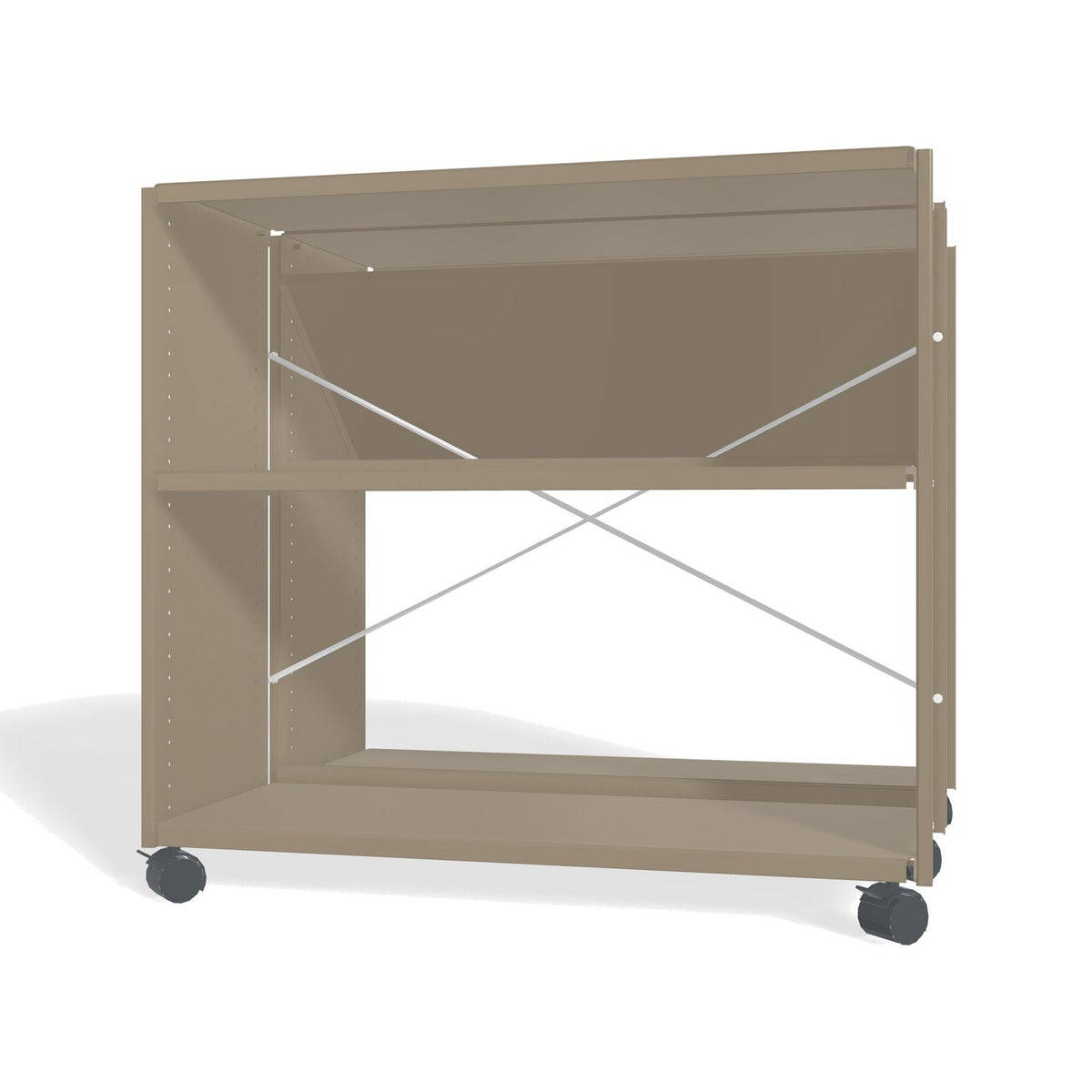 Lehni Aluminium Shelf System Back2Back with Casters in Pearl Beige