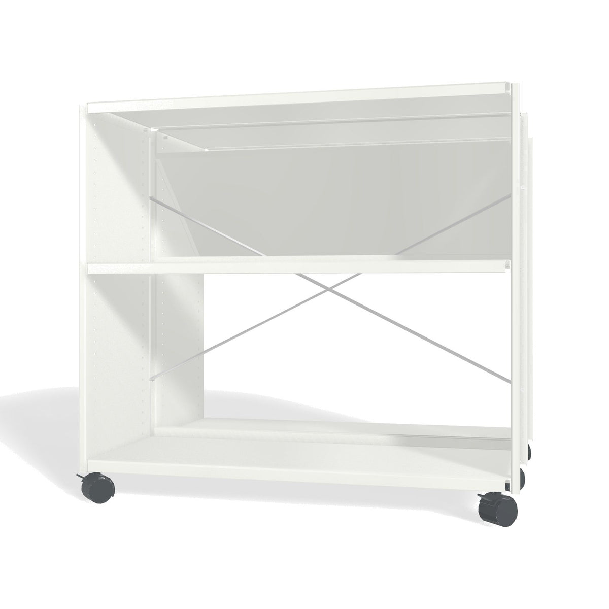 Lehni Aluminium Shelf System Back2Back with Casters in Signal White