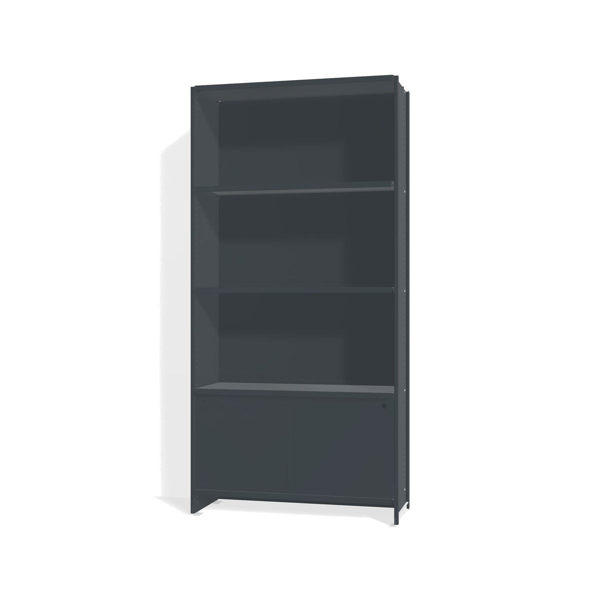 Lehni Aluminium Shelf System Bookshelf, with back panel and sliding doors - Anthracite - Lehni