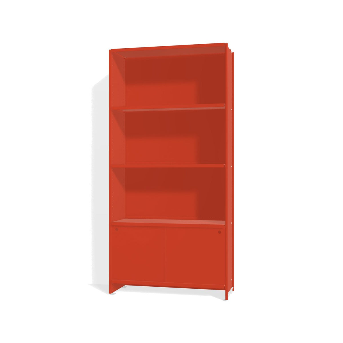 Lehni Aluminium Shelf System Bookshelf, with back panel and sliding doors - Vermilion - Lehni
