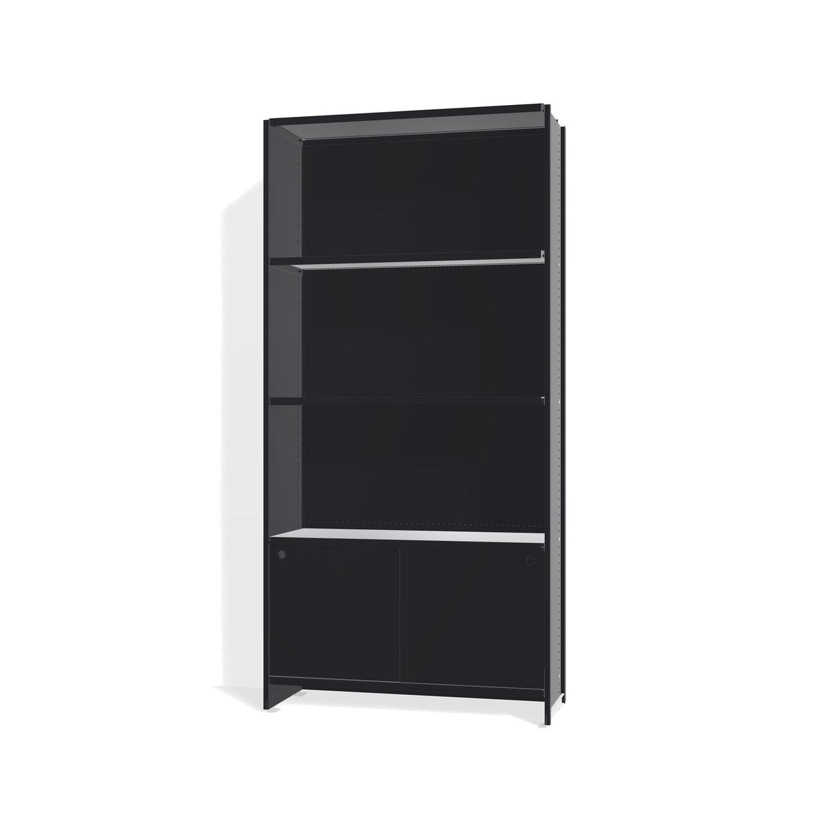 Lehni Aluminium Shelf System Bookshelf, with back panel and sliding doors - Black - Lehni