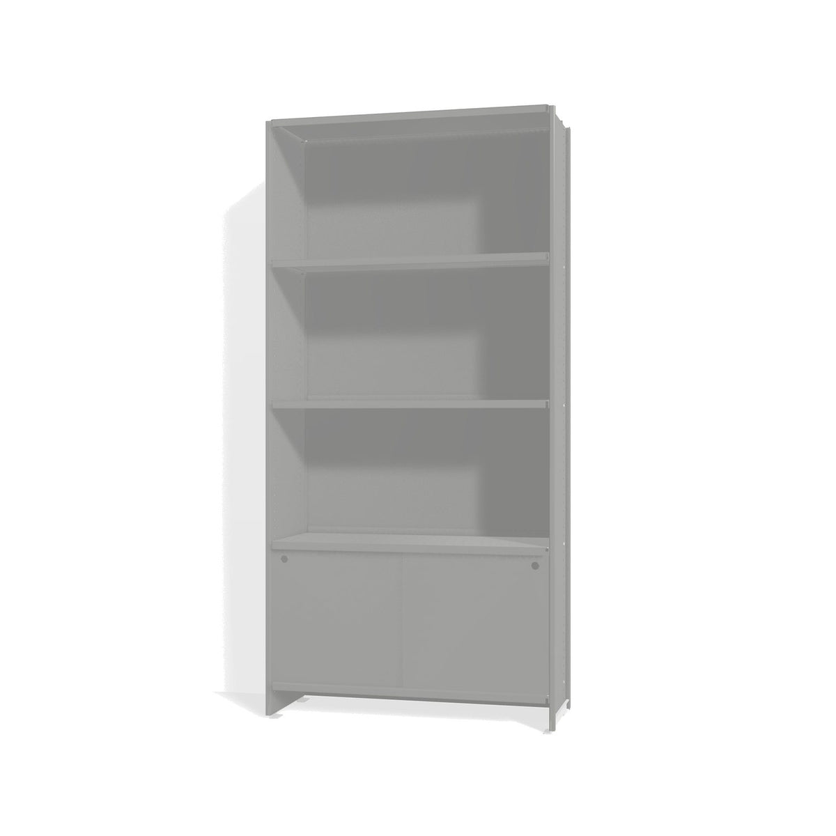 Lehni Aluminium Shelf System Bookshelf, with back panel and sliding doors - White Aluminum - Lehni