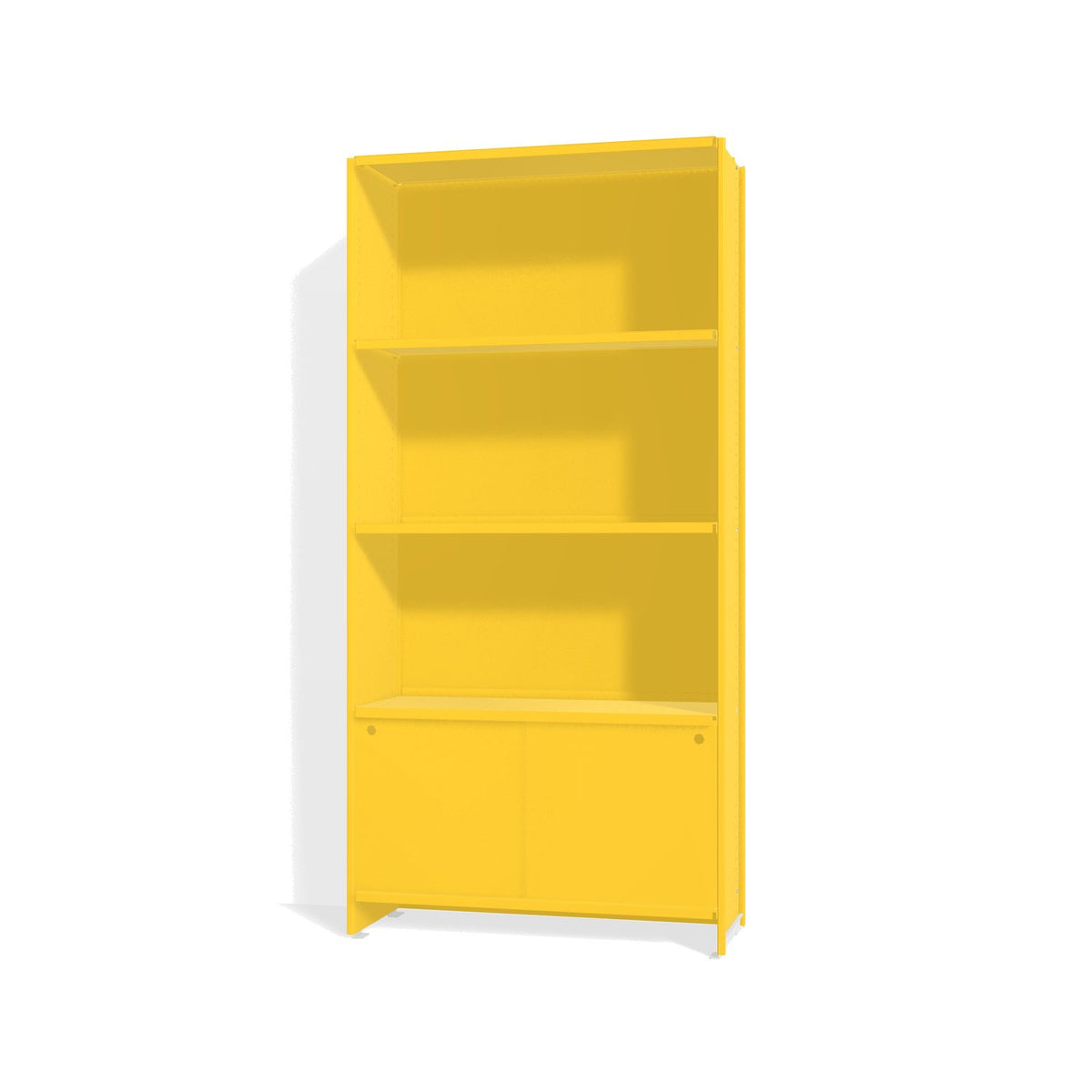 Lehni Aluminium Shelf System Bookshelf, with back panel and sliding doors - Zinc Yellow - Lehni