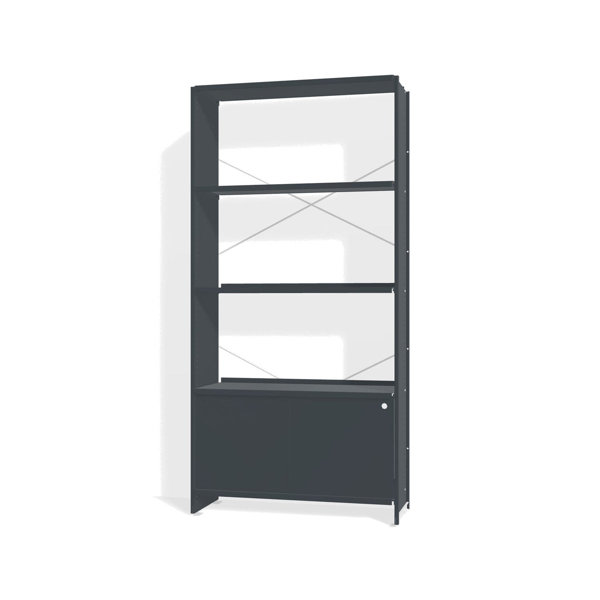 Lehni Aluminium Shelf System Bookshelf, with sliding doors - Anthracite - Lehni