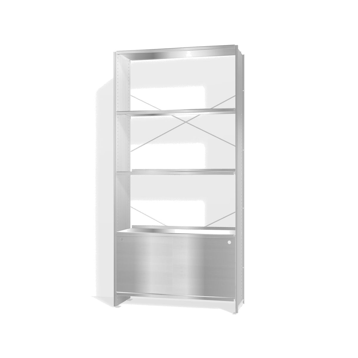 Lehni Aluminium Shelf System Bookshelf, with sliding doors - Blank Aluminum - Lehni
